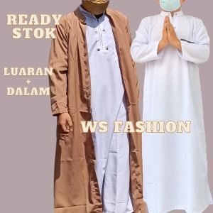 jubah 2 pcs jubah lengan panjang dan jubah luaran