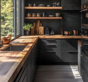 2-Pack Premium Wall Mounted Solid Floating Wooden Shelves with Sleek Metal Brackets Modern Style Kitchen Essentials hidden hook shelves open shelving