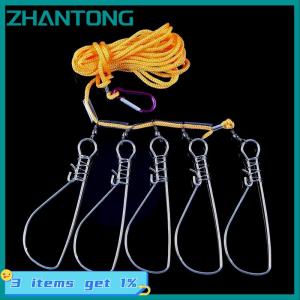 ZHANTONG 3.5 Meters Fishing Rope Stainless Steel River Fish Lock Buckle Outdoor Fishing Tackle Lanyard Carp Fishing Accessories
