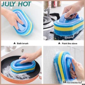 [JULYHOT] Thickening Cleaning Brush With Handle Kitchen Sponge Wipe Bathroom Tile Bathtub Cleaning Sponge Home Stain Removal Clean Tools