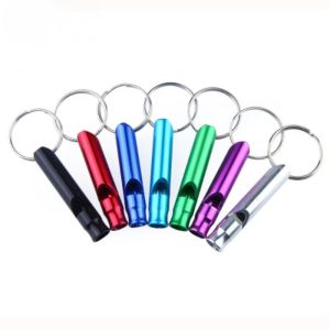Small Aluminum Metal Whistle Tube Keychain Emergency Survival Whistles Pito