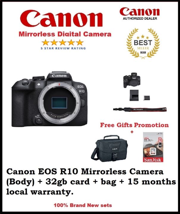 Canon EOS R10 Mirrorless Camera (Body) + 32gb card + bag + 15 months Canon Singapore Warranty
