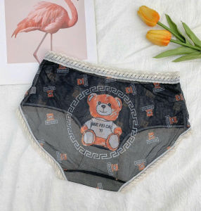 Quần lót lưới QV368 lưng cao thoáng mát hình gấu dễ thương - Dưới 60kg