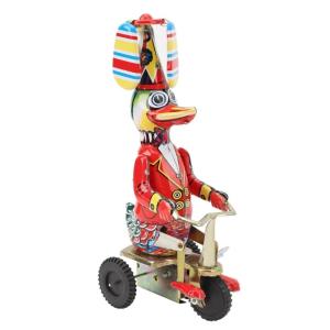 Nostalgic Duck Tricycle Tin Toy Handcrafted Tinplate Wind Up Ornament for Collectors and Enthusiasts