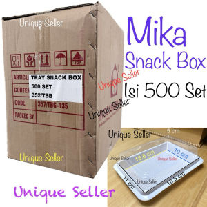 [1Dus] Mika Snack Box Putih isi 500 Set 16.5x11x5 cm Alas+Tutup / Mika Bento Tanpa Sekat / Mika Brownies S / Mika Kue Snackbox 16.5cm 165cm 16.5 cm 165 cm