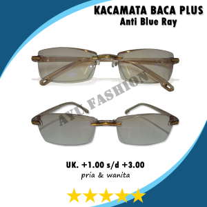 KACAMATA BACA PLUS SUPER FOKUS ULTRA ANTI RADIASI BLUERAY KACAMATA RABUN DEKAT READY +1.00 S/D +3.00 PRIA DAN WANITA FRAME SEMI RIMLESS LENSA WARNA COKLAT