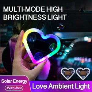 Solar Heart Neon Light RGB Color Changing Atmosphere Decoration Energy Saving Indoor Outdoor Home Bedroom Party Lighting