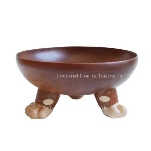 ZZSA Three Legged Cat Solid Wood Creative Fruit Wooden Tray Decorative Plate 9N5Q1