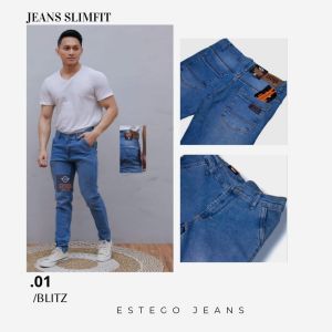 Celana Jeans Panjang Pria Distro Bahan Melar Jeans Hitam