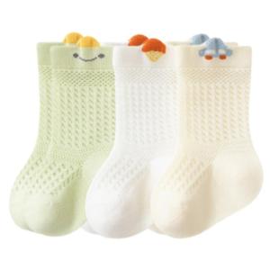 Set of 3 Pair Lightweight Toddler Socks Baby Floor Socks Breathable Fabric And Not Binding Cuffs for Daily Wear