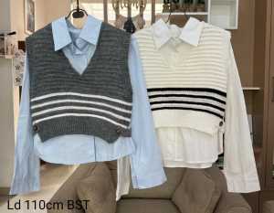 KEMEJA KATUN PLUS ROMPI RAJUT IMPORT BST