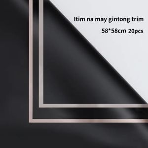 20Pcs Flower Wrapping Paper Gold Border Jelly Color Packaging Paper Matte Frosted Florist Handmade Gift Wrapping Paper