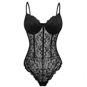 Lace and Mesh Bodysuit Designed for Women Comfortable and Breathable Lace Lingerie Enhancing Their Charm and Confidence