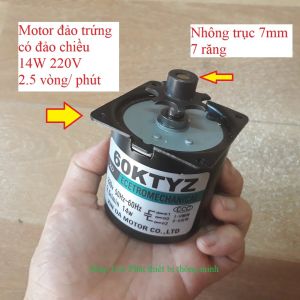 Motor giảm tốc ấp trứng đảo chiều 14W 2.5 vòng kèm nhông MT14W-N7R
