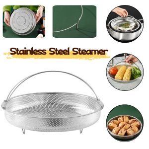 Stainless Steel Steamer Food Steamer Basket with Handle Steaming Basket Fruit Cleaning Basket