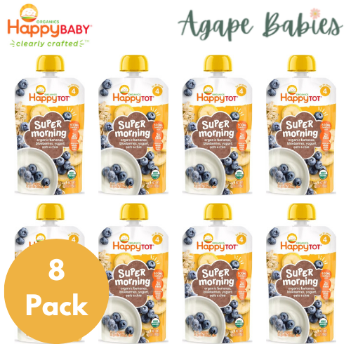 8-Pack] Happy Baby Happy Tot Super Morning Banana, Blueberry