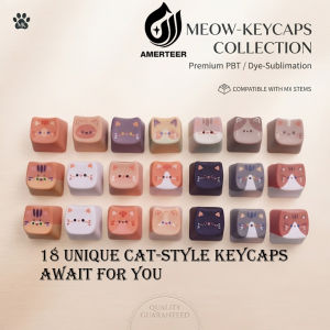 1 pcs Mechanical Keyboard Keycaps Set Siamese Cat MAO Profile PBT Gold Gradient Cute Cat Emoji