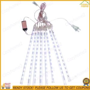 [Cozyhome2] 8Pcs 30CM LED Falling Raindrop Light Wear Resist Dynamic Fairy String Light IP65 Waterproof Tubes Meteor Rain Light for Wedding Garden Street