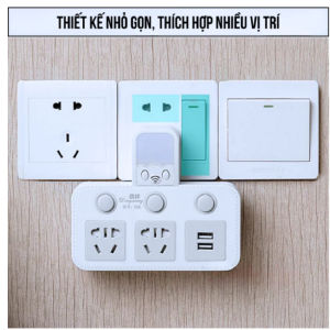 Ổ cắm điện 2500W với cổng USB đèn ngủ chế độ sáng riêng và tính năng bật tắt độc lập