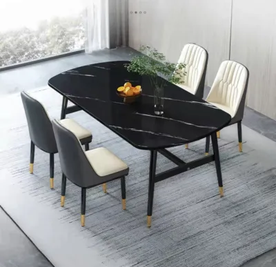 (1 Set) Table and Chairs Combination 1 Table 4/6 Chairs Restaurant Home Type Dining Table - 120*60CM