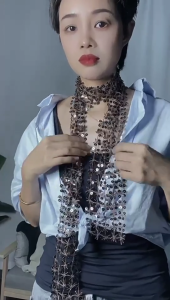 Woman Thin Sequins Collar Wedding Church Neck Scarf Lightweight Scarf with Sequins for Banquets Decorative Collar