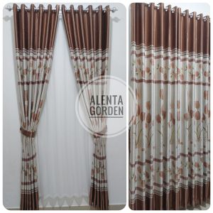 Gorden Jendela Pintu Blackout Minimalis Motif Bunga Tulip Smokring 12 Ring Kain Tebal