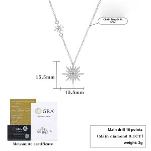 [Fashion Necklace] Trumium✨S925 Sterling Silver Pendant Tassel Star Moon Sun Collarbone Chain Moissanite Necklace  Non-fading Hypoallergenic