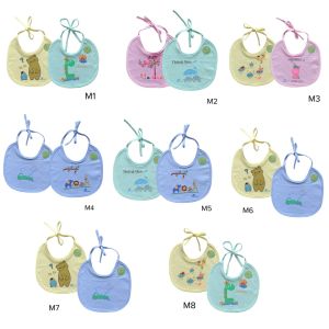 Set 2 yếm ăn dặm cho bé sơ sinh màu lót nilong chất liệu vải 100% cotton thương hiệu MINTUU - Hana’s kids