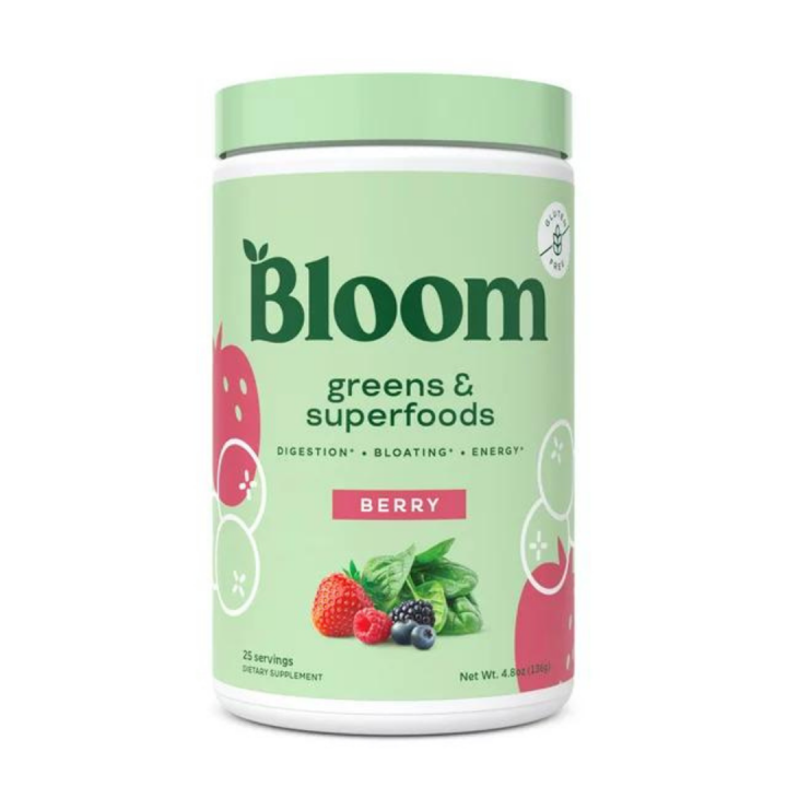 Bloom Super Greens Powder Smoothie & Juice Mix, Berry - 25 Servings ...