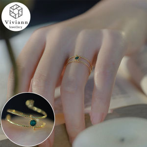 Viviann Original Antique Green Zircon Ring Adjustable Size Premium 14k Gold Wedding Rings For Women Simple Zircon Light Gold Color Wholesale Bride Jewelry Friendship Gift