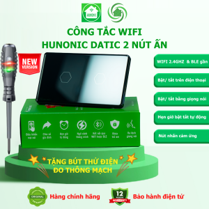 [Tặng bút thử điện] Công Tắc Wifi Thông Minh Hunonic Datic 1 Nút Ấn Bật Tắt Cảm Ứng Điều Khiển Từ Xa Trên Điện Thoại và Giọng Nói
