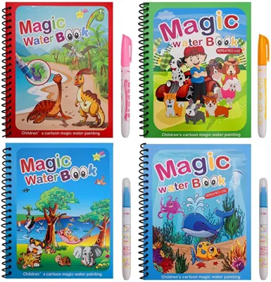 BEST Seller MAGIC WATER BOOK FOR KIDS | RANDOM DESIGN & ASSORTED COLOR | Coloring Book With Magic Pen Painting For Kids | Quick Dry Water Coloring Book | Magic Pen Painting Board For Children | Educational Drawing & Coloring Book | Doodle Magic Water Book