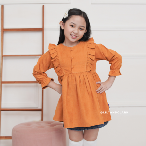 Lily And Clark Dress Anak Perempuan CORDUROY Warna Teracota DC01