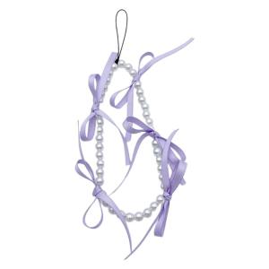 กระเป๋าแขวนประดับโบว์ริบบิ้นแสนหวานประดับมุกเครื่องรางลูกปัดสายพวงกุญแจสำหรับผู้หญิงเด็กผู้หญิง