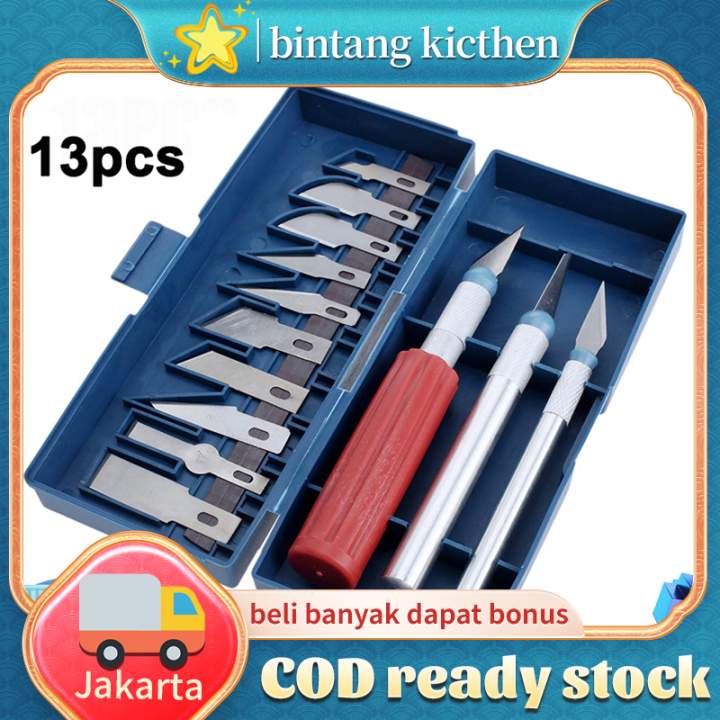 Cod Dikirim Dr Jakarta Ready Stock Set Pisau Ukir Seni13 In 1