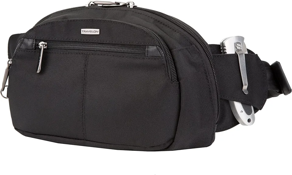  Travelon Anti-Theft Active Waist Pack, Black, 9.5 x 6 x 2