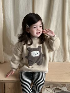 Childrens Winter Thickened Sweatshirt 2025 Korean-style childrens clothing warm clothing for babies girls fleece-lined bear outfit