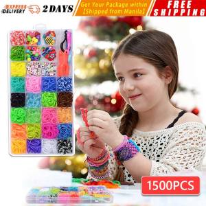 1500pcs Colorful Loom Bands Set Candy Color Bracelet Making Kit DIY Rubber Band Woven Bracelet Kit Girls Craft Toys Gifts Loom-Bands-Set