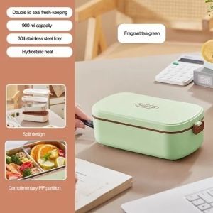 VOLTHUB Stainless Steel No Water Injection Heated Bento Box Food Warmer Storage Electric Heating Lunch Box