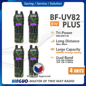 Baofeng UV82 Plus Type-C Walkie Talkie Long Range Set Of 4 Dual Band UHF/VHF Two Way Radio 8W High Power Handheld Radio 3800mAh High Capacity