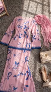Baju Muslimah Modern Corak Bru Cantik Dan Murah SET Pakaian Moden Bergaya Harga Ekonomi