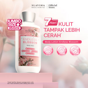 SLAVINA Body Lotion Endless Blossom by Nagita Slavina 350ML – Handbody Whitening & Body Serum Pemutih Badan Tone Up Moisturizer Wangi Parfum Bunga Elegan Niacinamide Glutathione Melembapkan Kulit Cerah Lembut