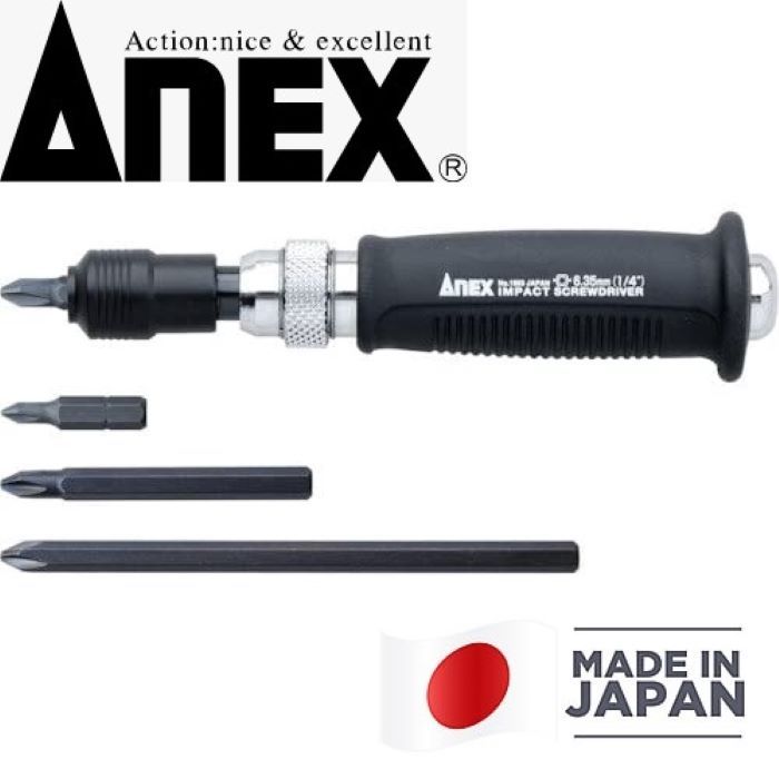 ANEX NO.1903S Mini Impact Driver Bit 4piece set Drive 6.35 mm ( 1/4