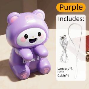 GORGE ABS Food Cooling Fan USB Rechargeable Mini Electric Fan Noodle Cooling Fan Portable Cartoon Animal Design Handheld Cooling Fan Kids Mealtime