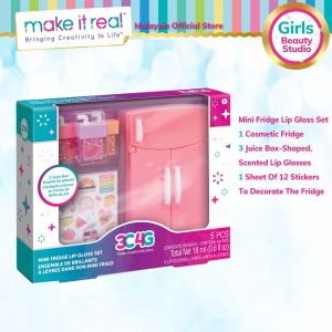 Make It Real 3C4G Mini Fridge Lip Gloss Makeup Set (10054) Washable Non Toxic Makeup Cosmetic Set