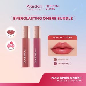 WARDAH Glasting Liquid Lip Ombre Package Indonesia / Paket Lip Glasting 3.5g / Everglasting Shine / Hi Pigmented Glass Color / Ringan / Gloss / Rose Peach Mauve Red Berry / Bibir Glowing / Set Bundle / Lipstick Lipstik Nude / Cosmetic Lips Makeup Series
