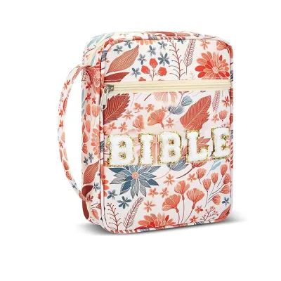 CHENJIE Large-capacity Book Storage Bag Flora Dustproof Bible Cover Case Portable Aesthetic Floral Study Bag Study Supplies