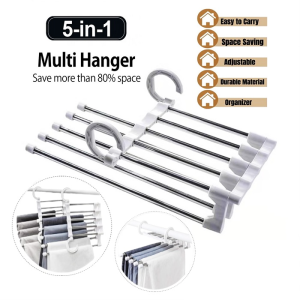 5 In 1 Magic Pants Hangers Multifunctional Pants Rack Wardrobe Trousers Clothes/Seluar Hanger/多功能折叠裤架