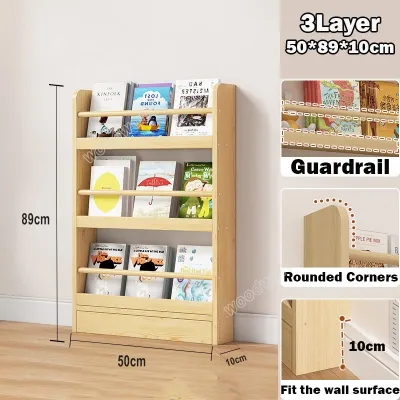 Solid Wood Bookshelf Wall Hanging Bookcase Behind the Door Storage Cabinet Multi-layer Storage Cabinet