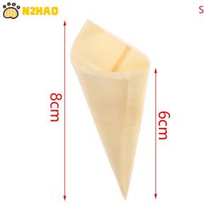 【N2HAO】 50pcs Disposable Wood Appetizer Cones Ice Cream Cone Cups Party Candy Cones